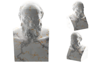 Renaissance statue of Socrates in white marble and gold. for art lovers, and history enthusiasts png