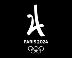 Paris 2024 Olympic Games Official symbol Logo White abstract design vector illustration With Black Background