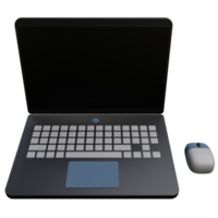 computador portátil e rato 3d ilustração com transparente fundo png