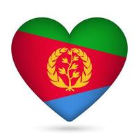 Eritrea flag in heart shape. Vector illustration.