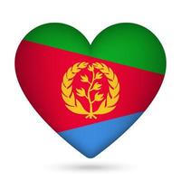 Eritrea flag in heart shape. Vector illustration.