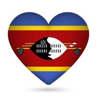 Eswatini flag in heart shape. Vector illustration.