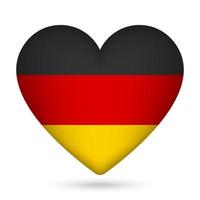 Alemania bandera en corazón forma. vector ilustración.