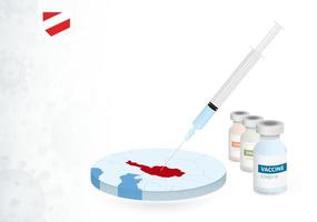 Vaccination in Austria with different type of COVID-19 vaccine. Concept with the vaccine injection in the map of Austria. vector