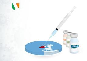 Vaccination in Ireland with different type of COVID-19 vaccine. Concept with the vaccine injection in the map of Ireland. vector