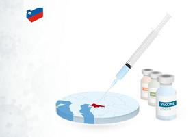 Vaccination in Slovenia with different type of COVID-19 vaccine. Concept with the vaccine injection in the map of Slovenia. vector