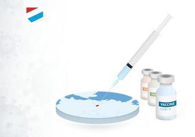 Vaccination in Luxembourg with different type of COVID-19 vaccine. Concept with the vaccine injection in the map of Luxembourg. vector