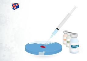 Vaccination in Iceland with different type of COVID-19 vaccine. Concept with the vaccine injection in the map of Iceland. vector