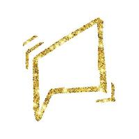 Gold glitter sketch speech bubble. Hand drawn blank Speech Bubble. Dialog empty cloud on white background. Vector illustration.