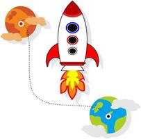 Rocket With Flames eps vector