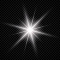 Light effect of lens flare. White glowing light explodes with starburst effects and sparkles vector