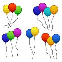 Bunches of several colour helium balloons. Vector illustration.