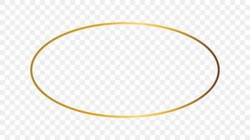 Gold glowing oval shape frame isolated on background. Shiny frame with glowing effects. Vector illustration.