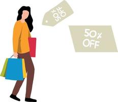 The girl is fond of shopping. vector