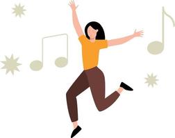 The girl is dancing to the music. vector