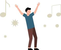 The girl is dancing to the music. vector