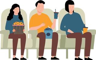 Boy and girl watching cinema. vector