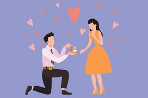The boy proposed to the girl by giving her a ring. vector