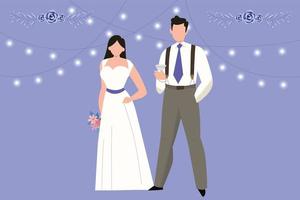 A wedding couple is standing. vector