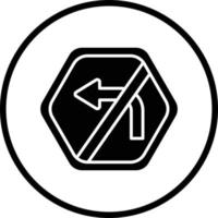 No Left Turn Vector Icon Design