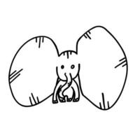 Elephant vector illustration in outline doodle style isolated on white background.