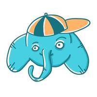 gracioso linda niño elefante niño en un gorra vector ilustración en dibujos animados plano estilo aislado en blanco antecedentes.