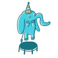 Happy elephant bouncing on trampoline. Vector illustration in cartoon flat style isolated on white background.