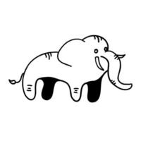 Elephant vector illustration in outline doodle style isolated on white background.