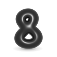 Glossy black balloon digit number Eight. 3d illustration realistic design element. Black Friday png