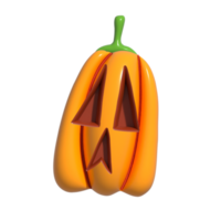 Víspera de Todos los Santos realista 3d naranja calabaza con asustado rostro. 3d prestados objeto. diseño elemento aislado en alfa antecedentes. png