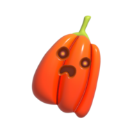 Víspera de Todos los Santos realista 3d naranja calabaza con asustado rostro. 3d prestados objeto. diseño elemento aislado en alfa antecedentes. png