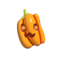 dia das Bruxas realista 3d laranja abóbora com feliz face. 3d rendido objeto. Projeto elemento isolado em azul fundo. png