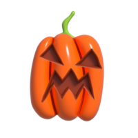 Víspera de Todos los Santos realista 3d naranja calabaza con enojado rostro. 3d prestados objeto. diseño elemento aislado en alfa antecedentes. png