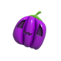 Halloween Realistic 3d Purple Pumpkin with happy face. 3d rendered object. Design element isolated. png