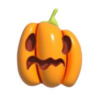 halloween realistisk 3d orange pumpa med ledsen ansikte. 3d återges objekt. design element isolerat på alfa bakgrund. png