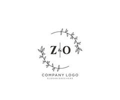 initial ZO letters Beautiful floral feminine editable premade monoline logo suitable for spa salon skin hair beauty boutique and cosmetic company. vector