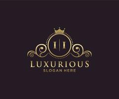 Initial II Letter Royal Luxury Logo template in vector art for Restaurant, Royalty, Boutique, Cafe, Hotel, Heraldic, Jewelry, Fashion and other vector illustration.