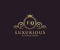 Initial IQ Letter Royal Luxury Logo template in vector art for Restaurant, Royalty, Boutique, Cafe, Hotel, Heraldic, Jewelry, Fashion and other vector illustration.