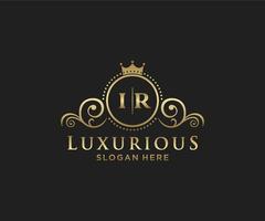 Initial IR Letter Royal Luxury Logo template in vector art for Restaurant, Royalty, Boutique, Cafe, Hotel, Heraldic, Jewelry, Fashion and other vector illustration.