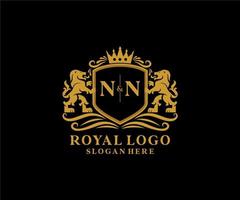 Initial NN Letter Lion Royal Luxury Logo template in vector art for Restaurant, Royalty, Boutique, Cafe, Hotel, Heraldic, Jewelry, Fashion and other vector illustration.