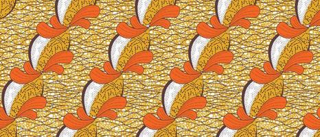 African wax print pattern. seamless beautiful Kitenge, chitenge, dutch wax, and Angara style. fashion design in colorful. abstract curvy wave orange background. African Wax Print vector