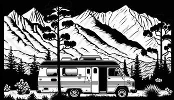 ai generado. ai generativo. generativo ai. Clásico retro camper rv hogar camión. aventuras viaje viaje motivacional póster. lata ser usado para decoración y inspiración. gráfico Arte foto