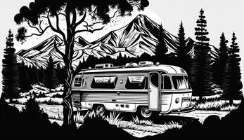 ai generado. ai generativo. generativo ai. Clásico retro camper rv hogar camión. aventuras viaje viaje motivacional póster. lata ser usado para decoración y inspiración. gráfico Arte foto