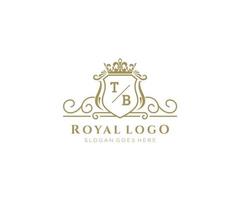 Initial TB Letter Luxurious Brand Logo Template, for Restaurant, Royalty, Boutique, Cafe, Hotel, Heraldic, Jewelry, Fashion and other vector illustration.