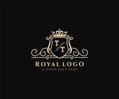 Initial TT Letter Luxurious Brand Logo Template, for Restaurant, Royalty, Boutique, Cafe, Hotel, Heraldic, Jewelry, Fashion and other vector illustration.