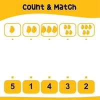 Count and match together worksheet. Educational printable math worksheet. Math game for children. Vector illustration.