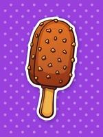 Sticker ice cream choc-ice with nuts vector