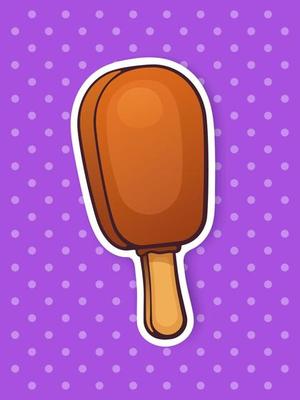 Sticker ice cream ice lolly with chocolate glaze