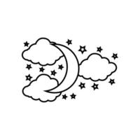 Moon and Stars icon vector. Night illustration sign. dream symbol. Sleep logo. vector