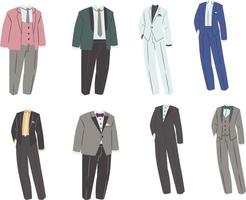 ropa conjunto de de los hombres trajes. vector ilustración en plano estilo